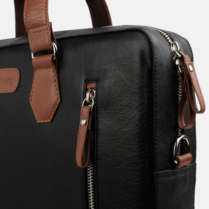 NexusBlend Black Tan Laptop Bag - Sleek and Functional