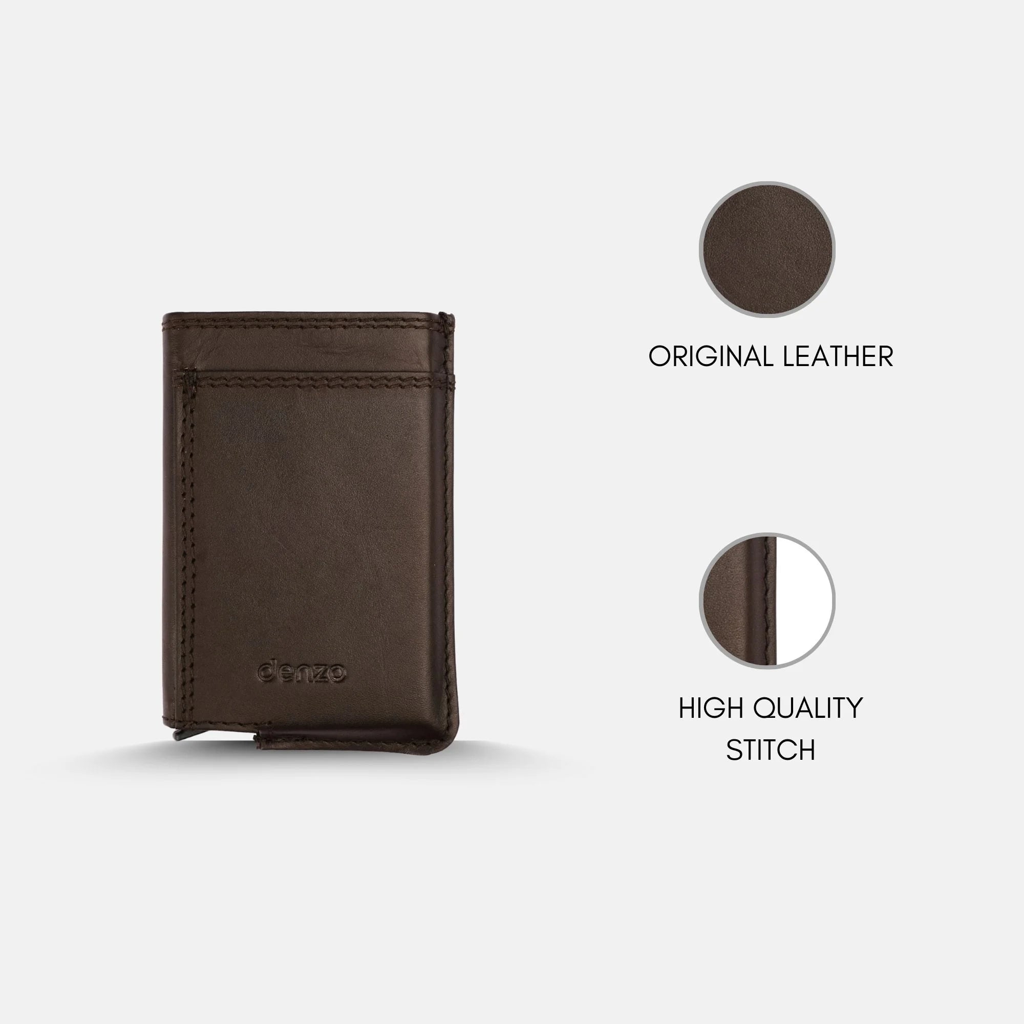 Pop-Up LeatherBound Metal Card Holder Chocolate Brown