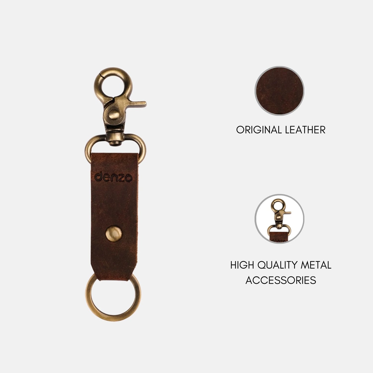 RiderRivet Leather Key chain - Brown