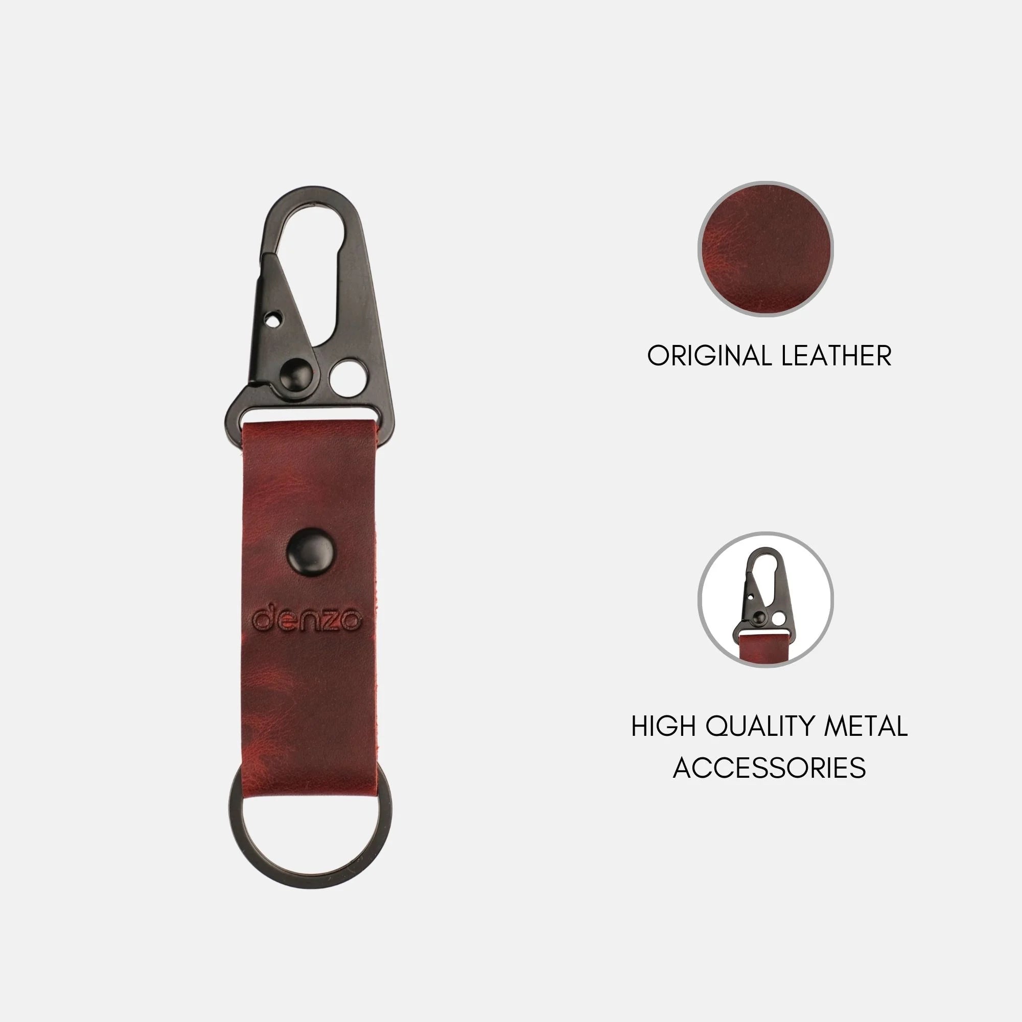 CruiserClip Leather Key Chain - Red