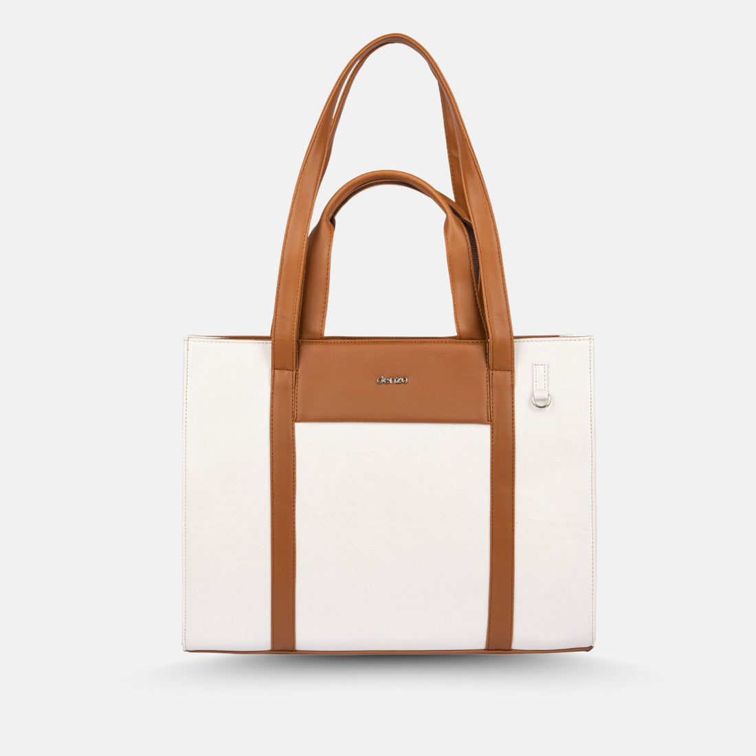 Lady Leader Tote Bag (Tan &amp; White)