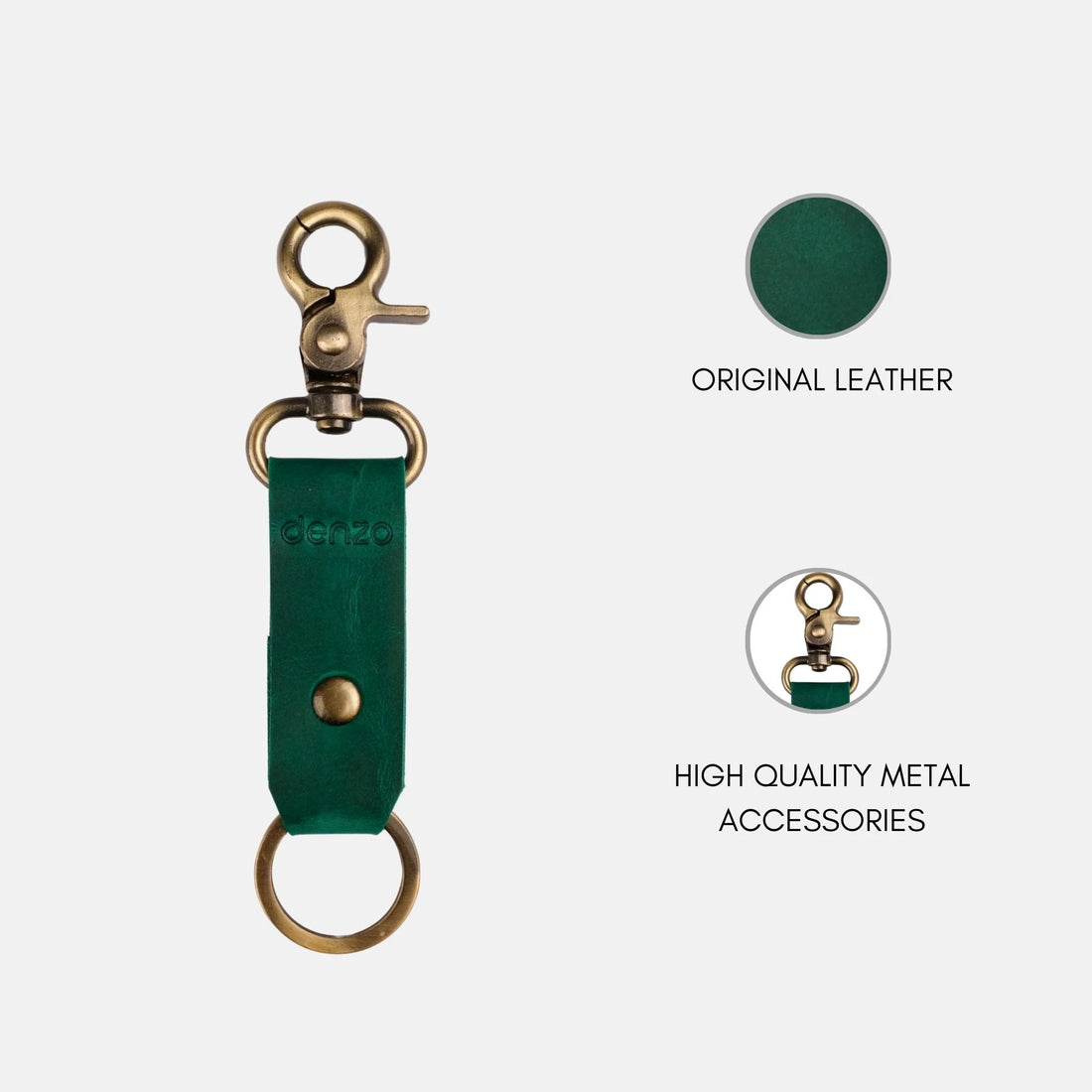 RiderRivet Leather Key chain - Green