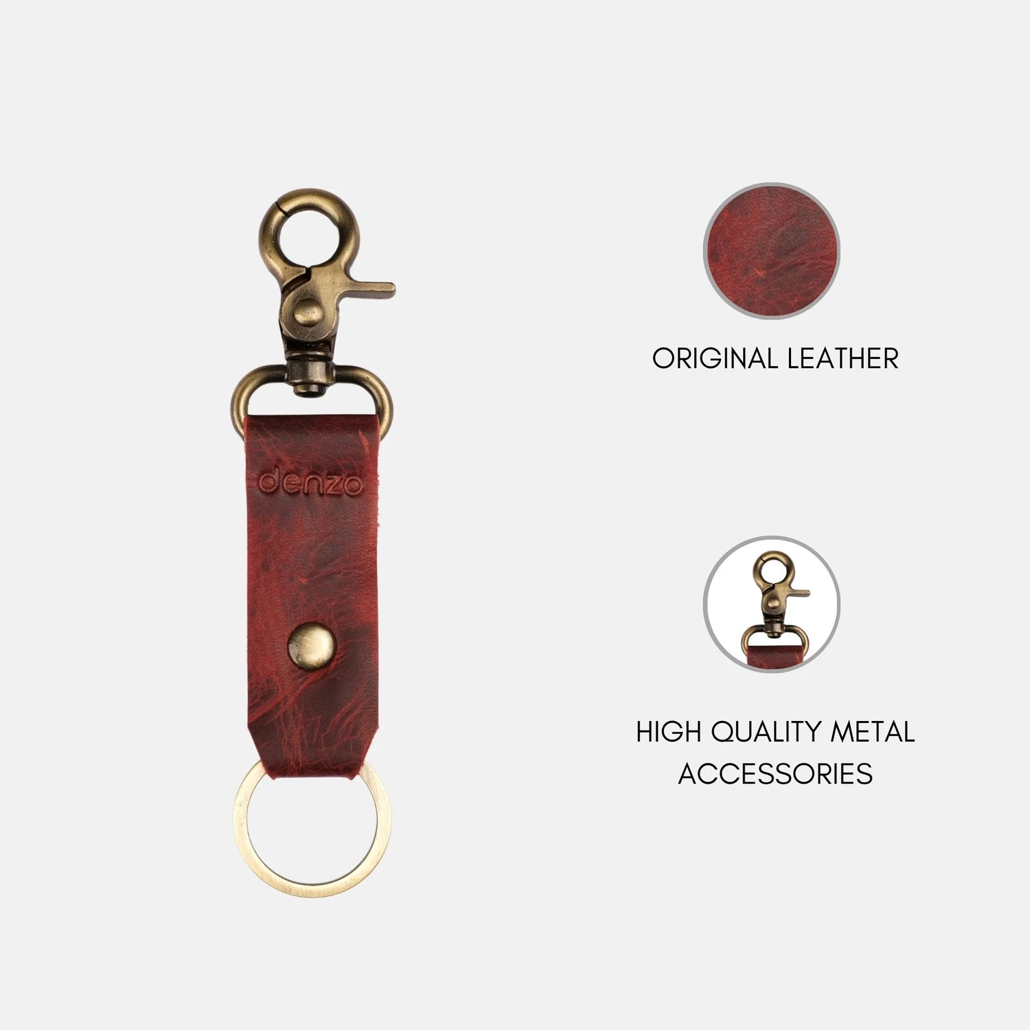 RiderRivet Leather Key chain - Red