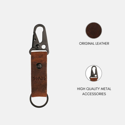 CruiserClip Leather Key Chain - Brown