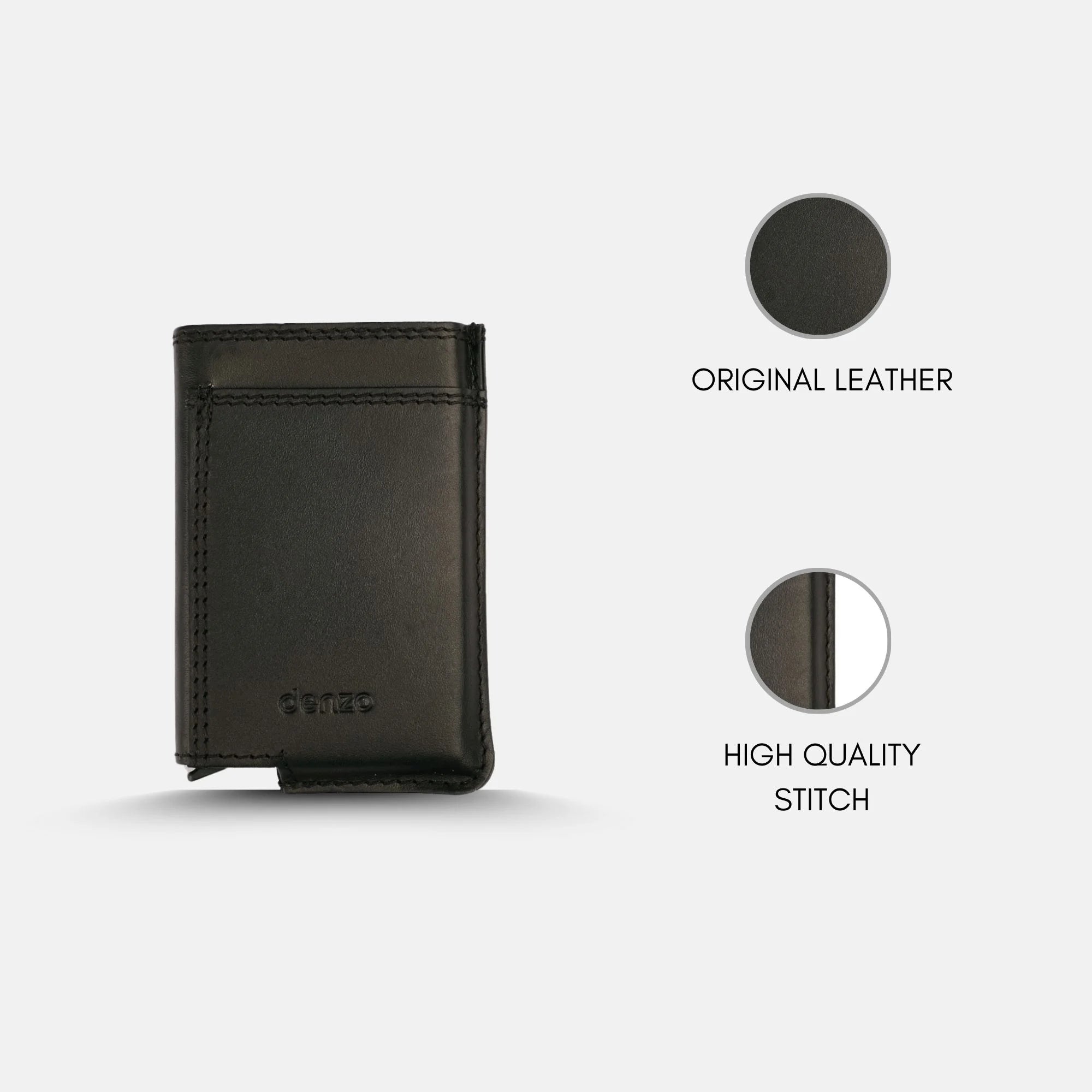 Pop-Up LeatherBound Metal Card Holder Black