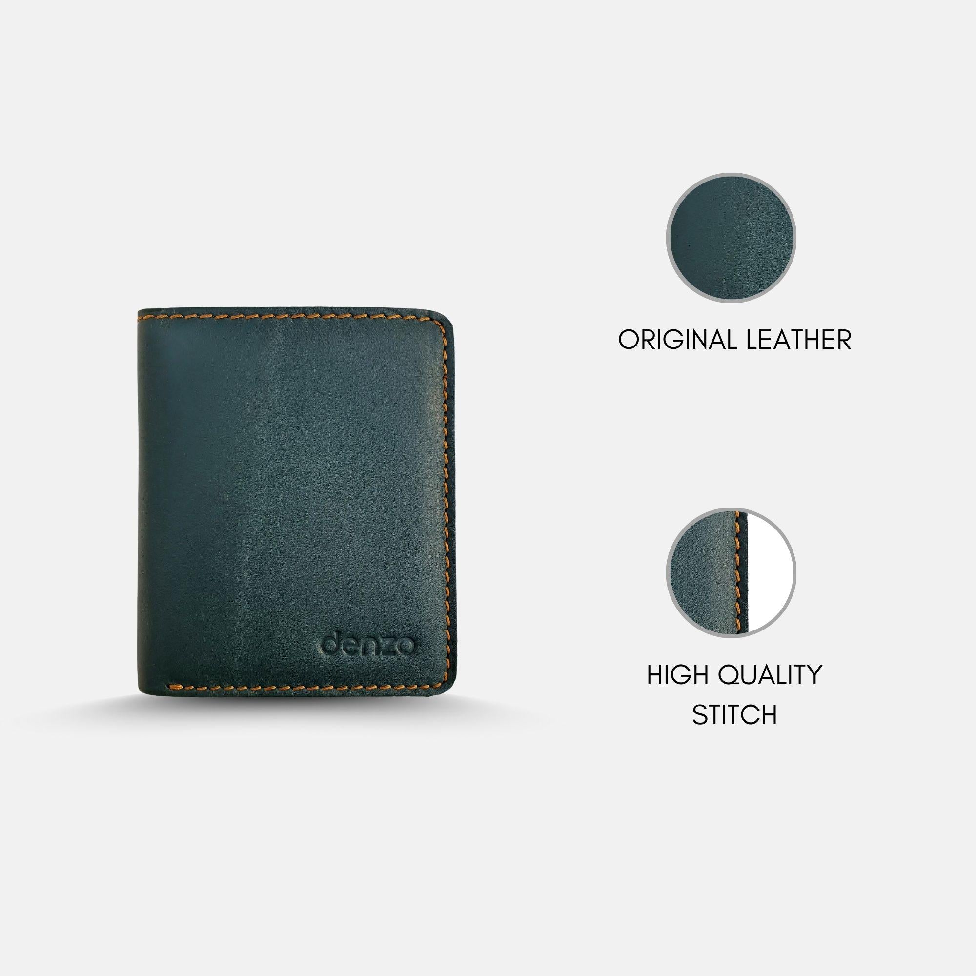 Timeless Green Bi-Fold Leather Wallet with RFID Protection I DENZO