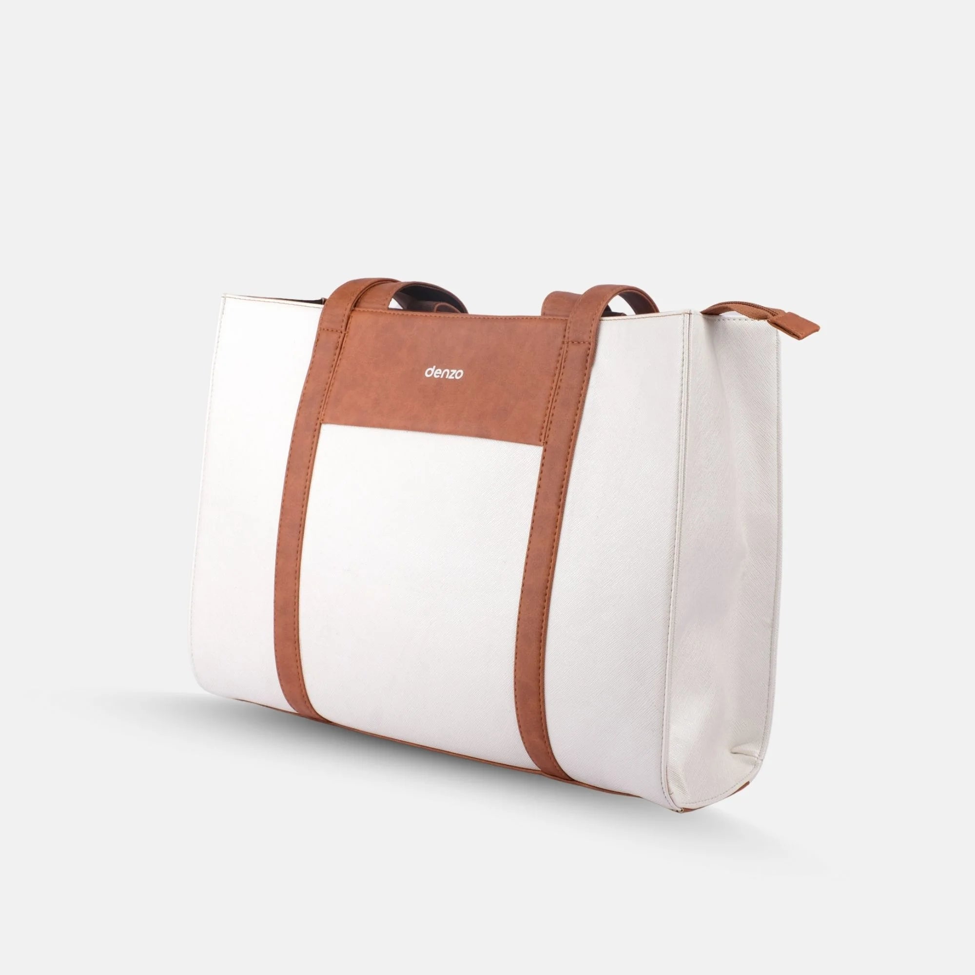 Lady Leader Tote Bag (Tan &amp; White)