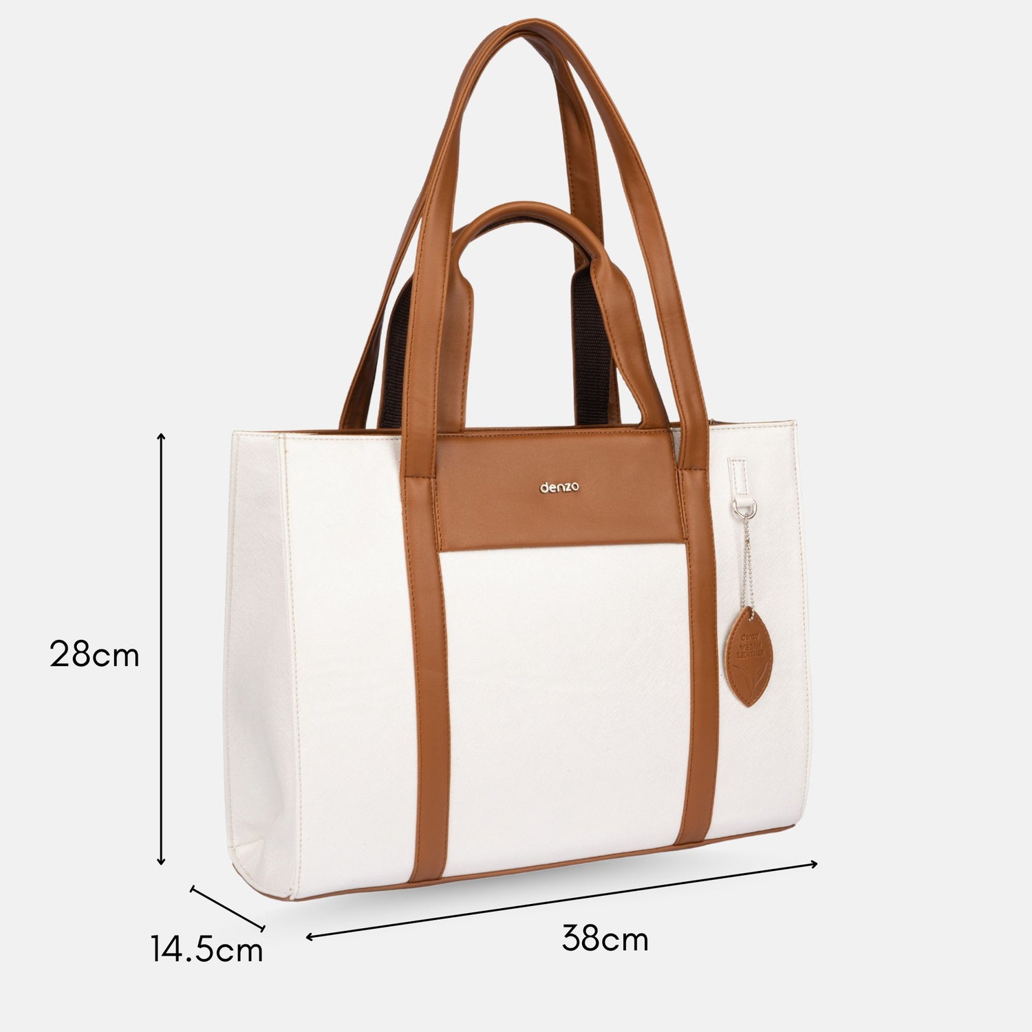 Lady Leader Tote Bag (Tan &amp; White)