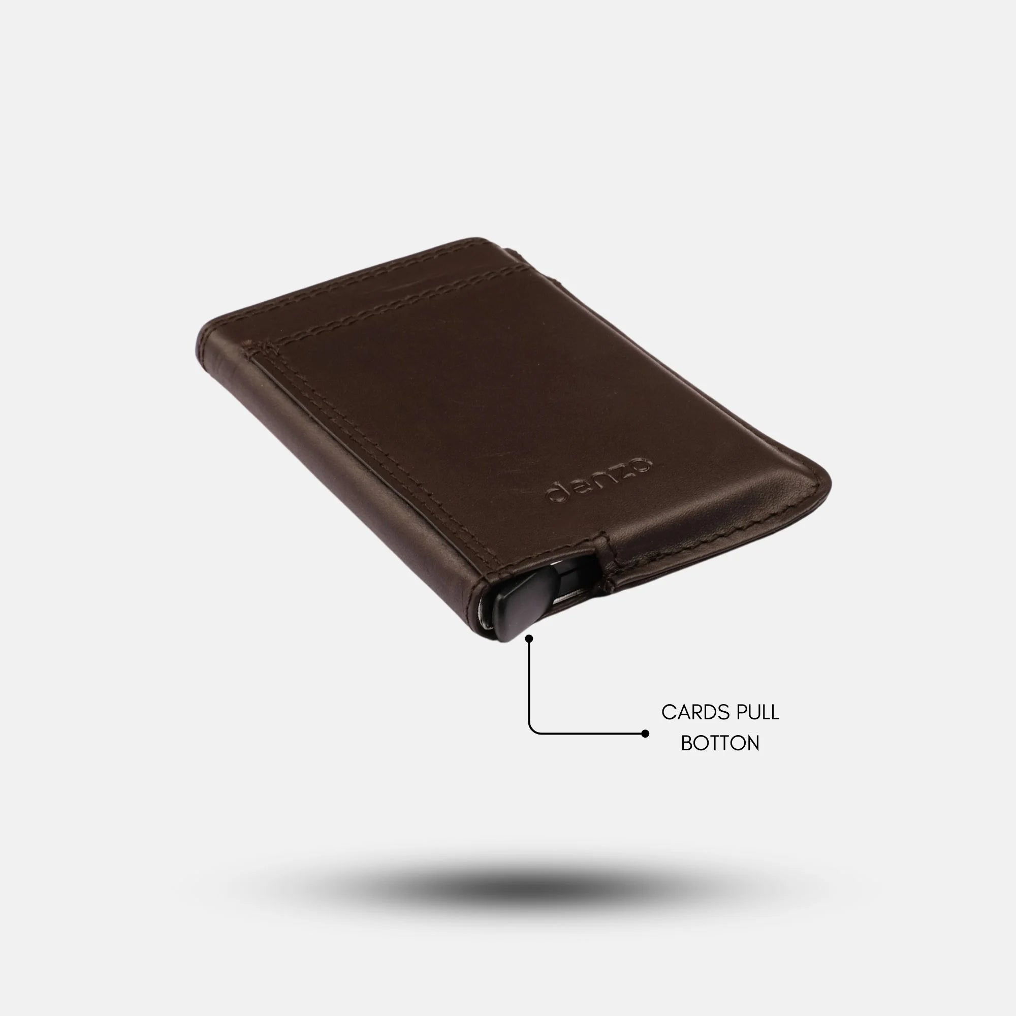 Pop-Up LeatherBound Metal Card Holder Chocolate Brown