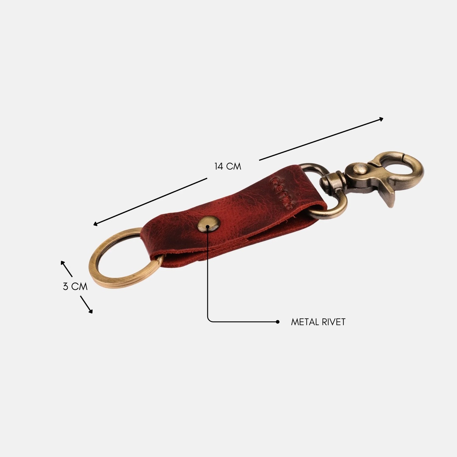 RiderRivet Leather Key chain - Red