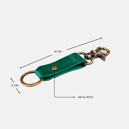 RiderRivet Leather Key chain - Green