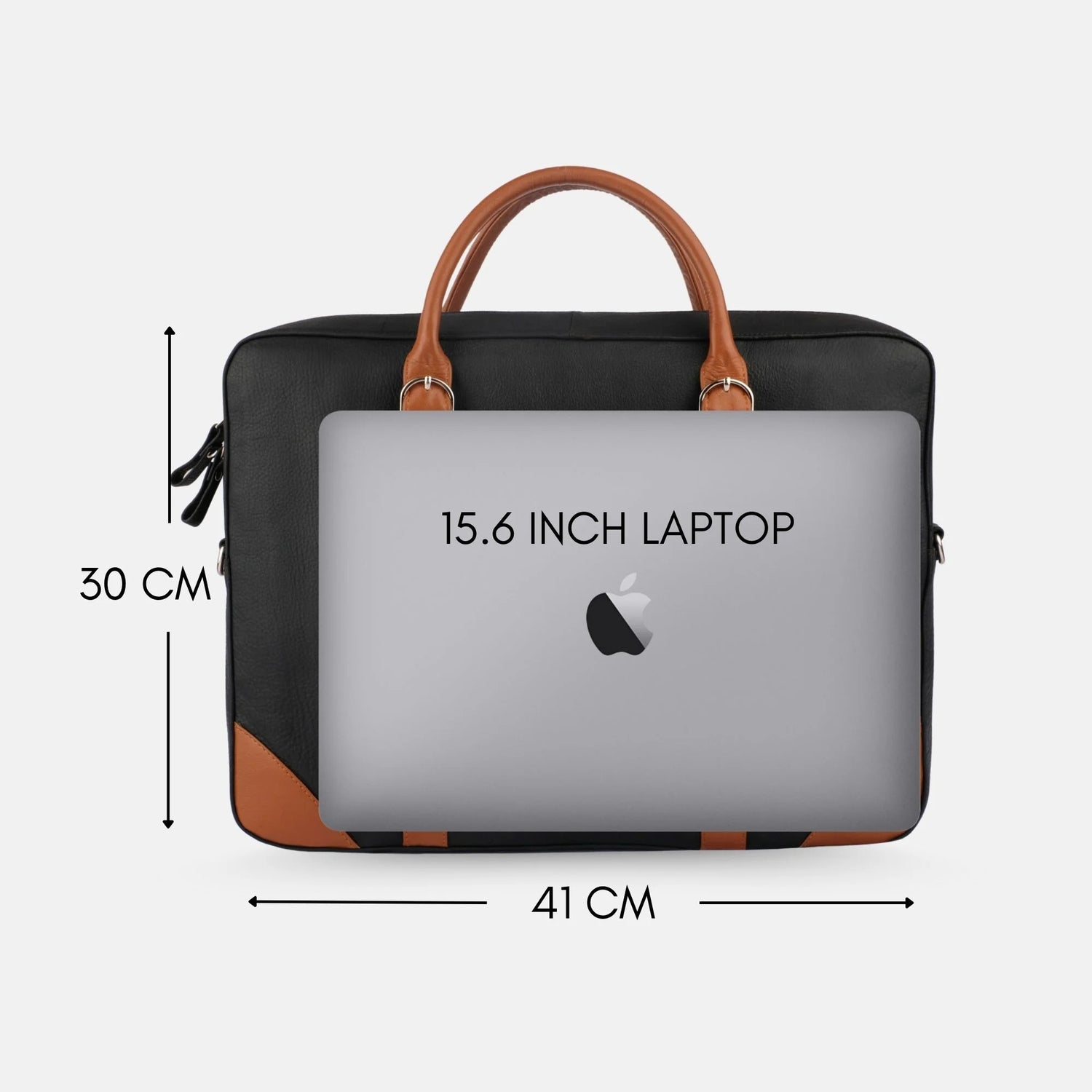 Dominator Leather Laptop Bag in Navy Blue and Tan 15 Inch