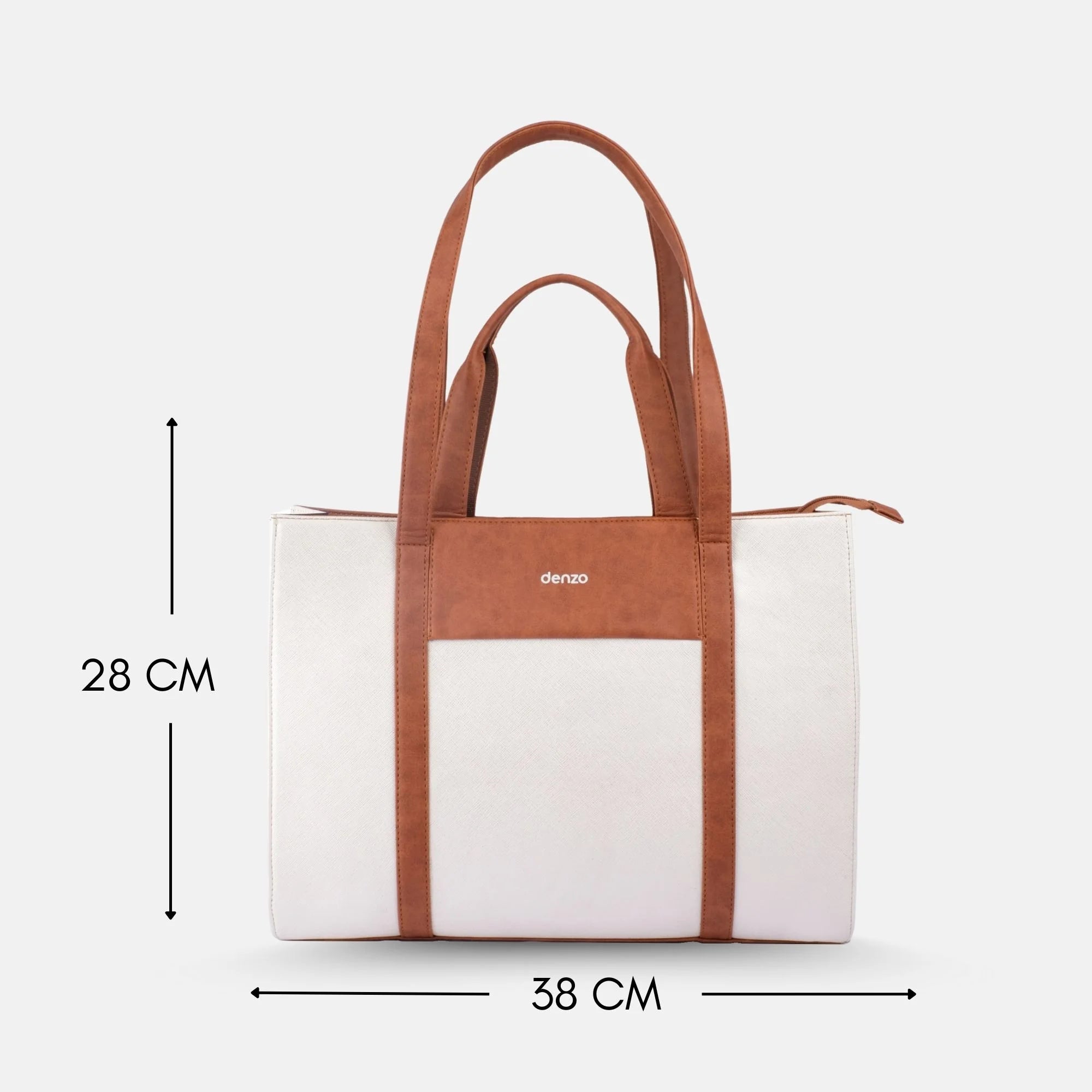 Lady Leader Tote Bag (Tan &amp; White)