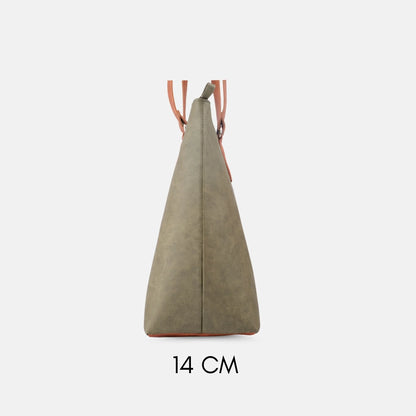 Ladylike Tote Bag (Tan &amp; Green)