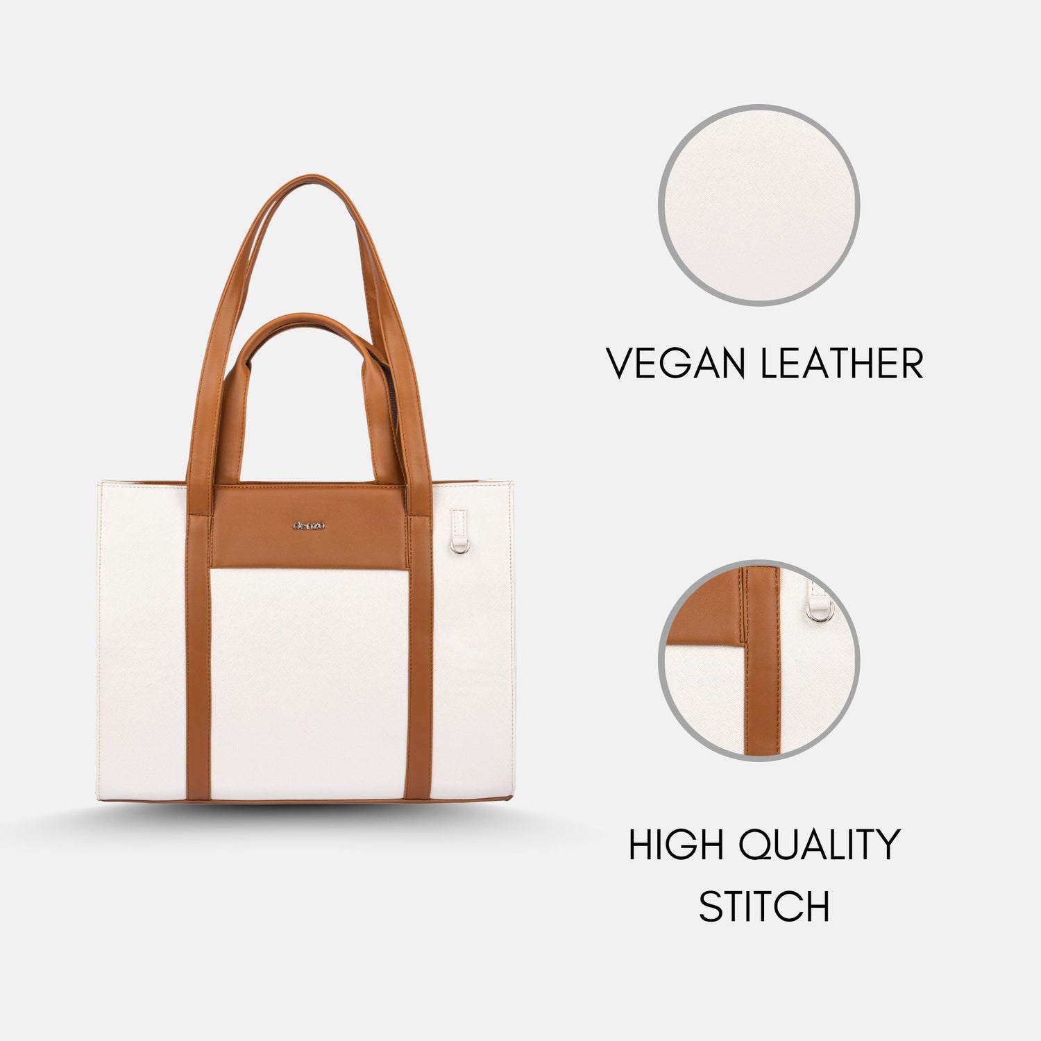 Lady Leader Tote Bag (Tan &amp; White)