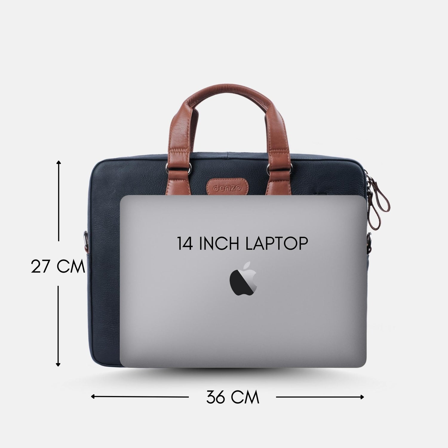 NexusBlend Navy Blue Tan Laptop Bag - Sleek and Functional