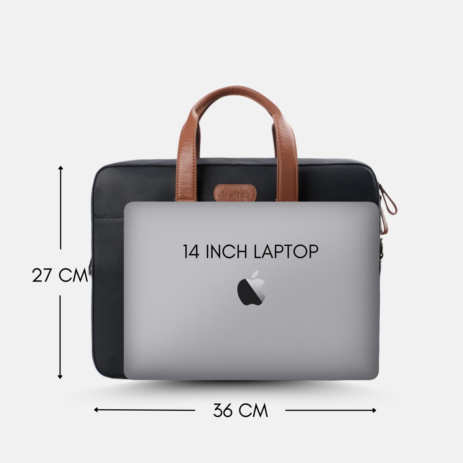 Commander Leather Laptop Bag in Black and Tan