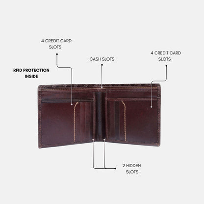 Meshed Leather Wallet Rosy Brown