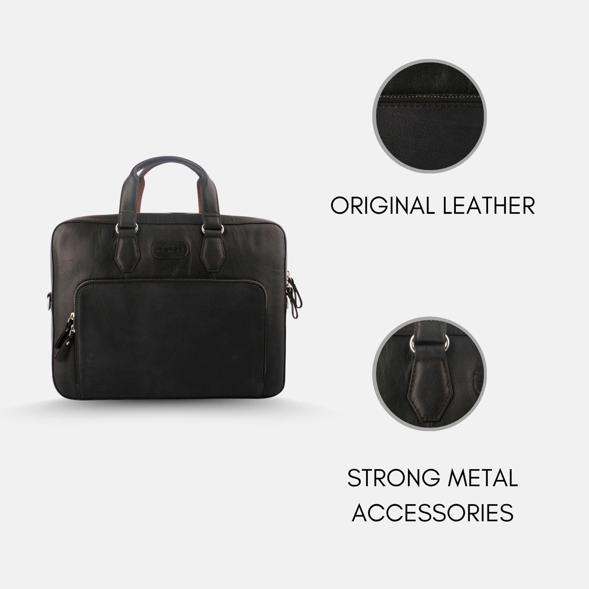 Viva Black Leather Laptop Bag