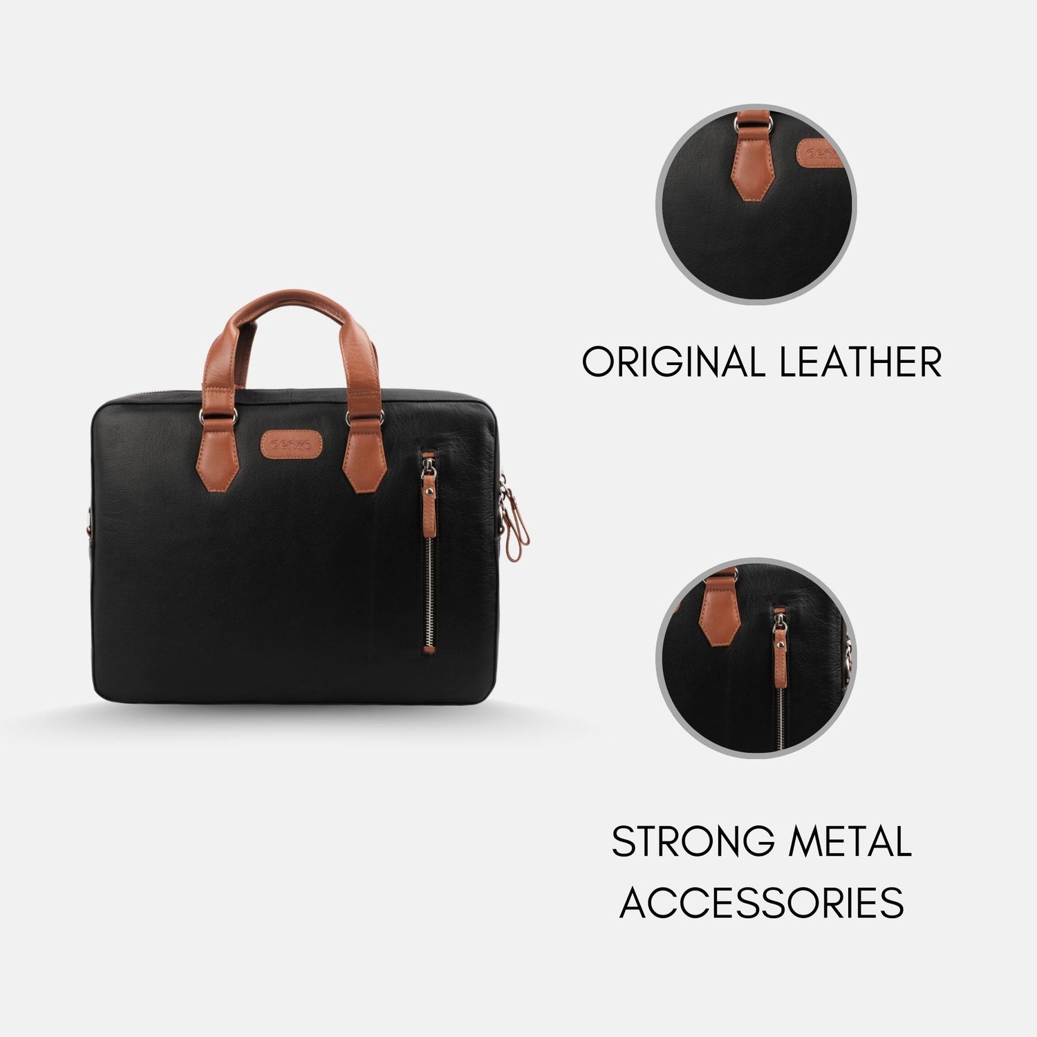 NexusBlend Black Tan Laptop Bag - Sleek and Functional