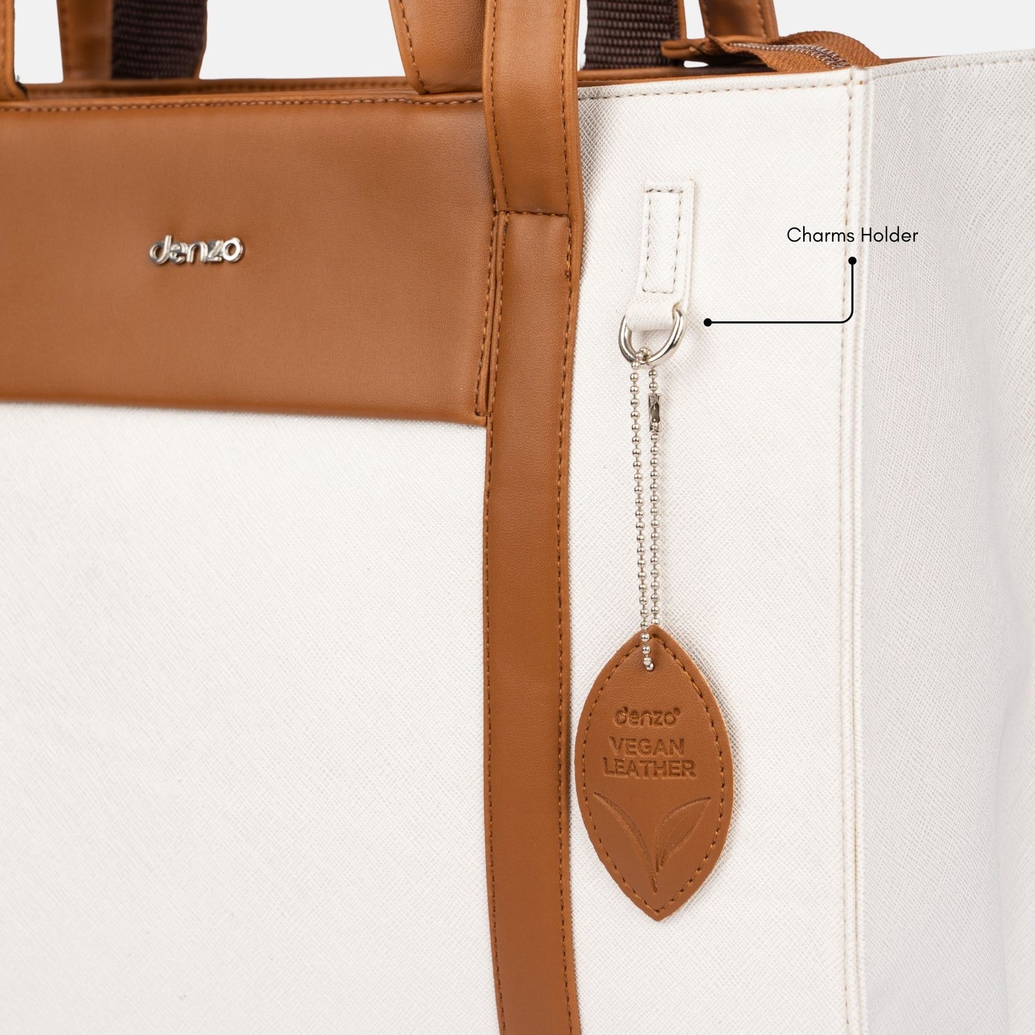 Lady Leader Tote Bag (Tan &amp; White)