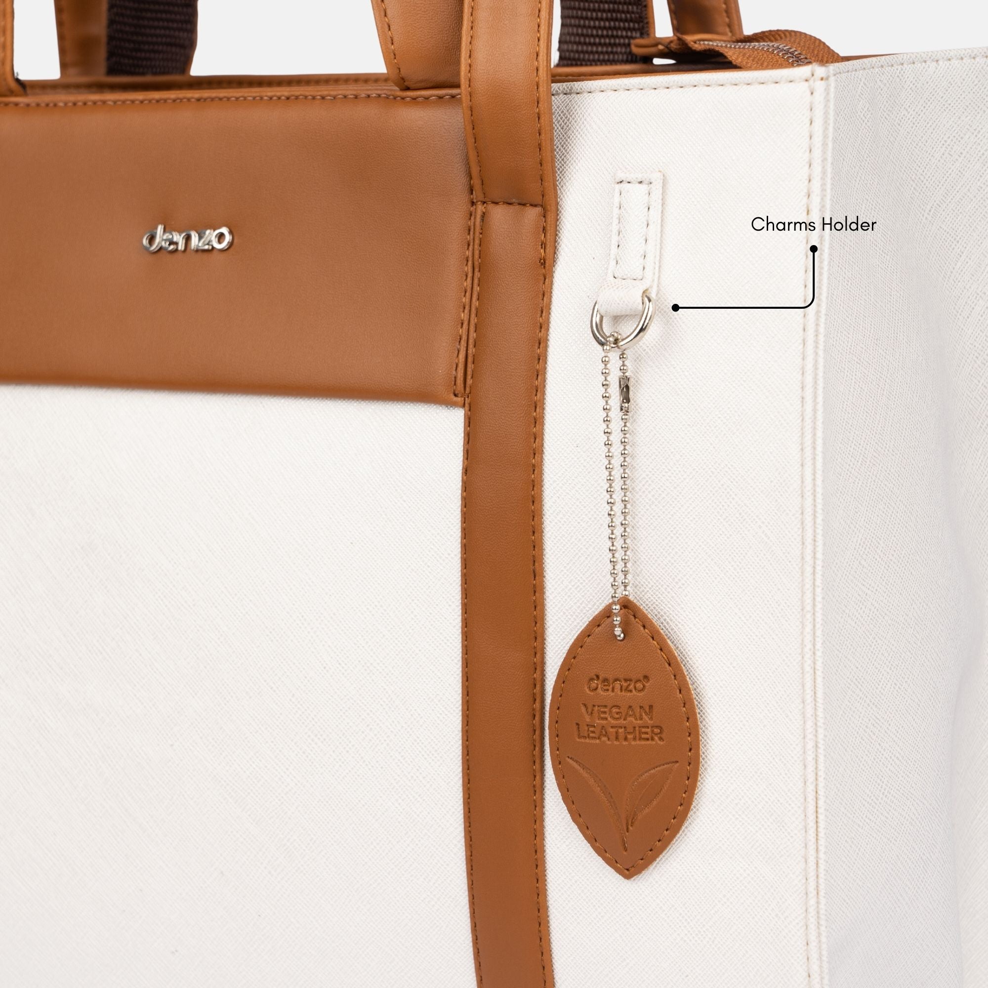 Lady Leader Tote Bag (Tan &amp; White)