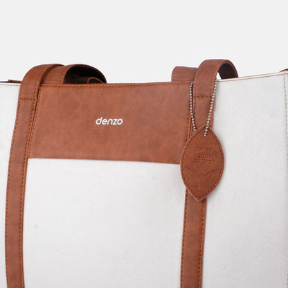 Lady Leader Tote Bag (Tan &amp; White)