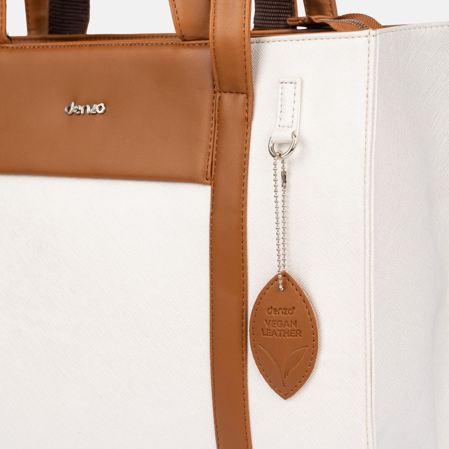 Lady Leader Tote Bag (Tan &amp; White)