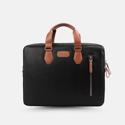 NexusBlend Black Tan Laptop Bag - Sleek and Functional