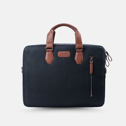 NexusBlend Navy Blue Tan Laptop Bag - Sleek and Functional