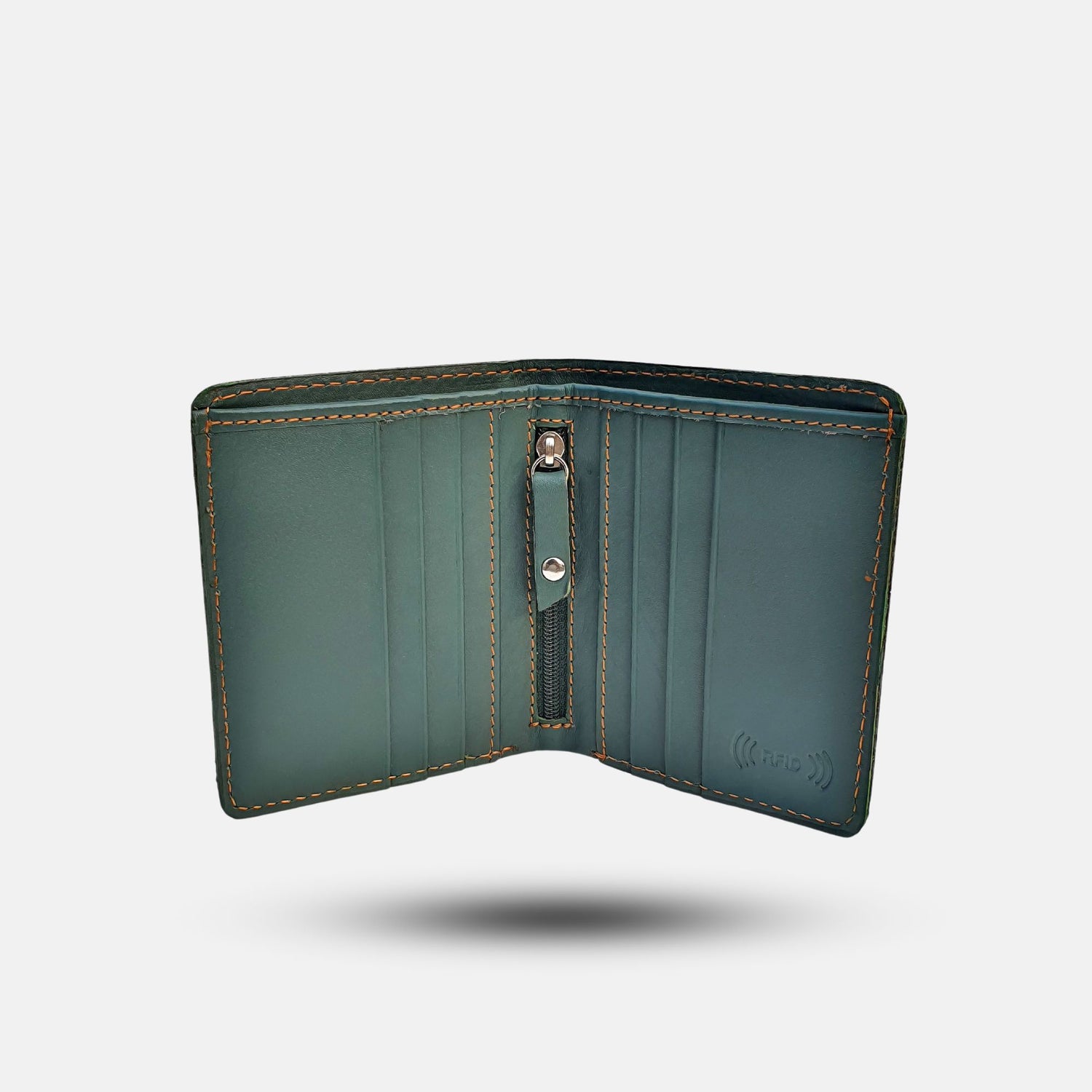 Timeless Green Bi-Fold Leather Wallet with RFID Protection I DENZO